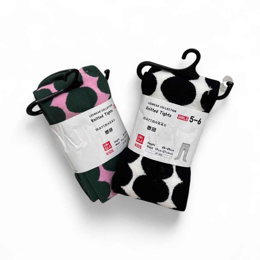 Marimekko x Uniqlo Patterned sweater tights  set of 2 size girls 5-6